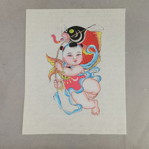 天津杨柳青年画手绘年画娃娃民间手工艺品传统春节装饰画连年有余