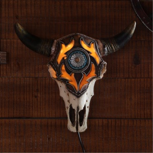 北美复古led灯发光牛头夜灯壁挂酒吧餐厅墙面装饰民宿ktv墙壁挂件