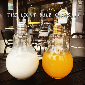 新款 灯泡饮料瓶 奶茶瓶 灯泡玻璃瓶 创意酸奶杯果汁奶茶店饮料瓶