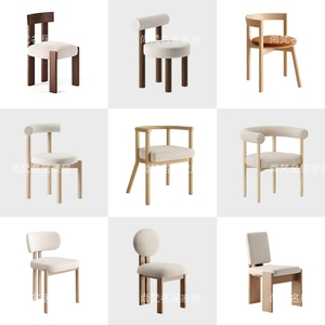 新中式实木餐椅家用现代简约餐厅椅子设计师创意靠背书桌梳妆凳子