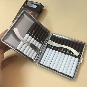 创意皮质烟盒个性超薄0支装便携带铁夹贴皮男士高端促销礼品