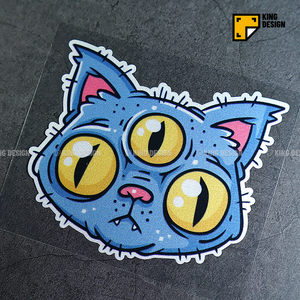 国王车贴 三眼猫咪怪眼猫车贴创意插画汽车装饰贴纸 汽车个性贴