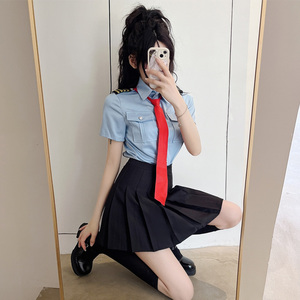 501人付款淘宝女童学院风套装jk制服海军风蝴蝶结领带春秋儿童百褶裙