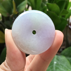 天然a货翡翠平安扣吊坠 冰糯种紫色女士款挂件紫罗兰玉石怀古坠子