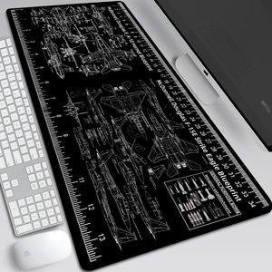 创意机械线稿图纸现代飞机鼠标垫科技感军事迷电脑桌垫超大键盘垫