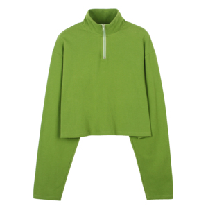 果绿色卫衣女芥末绿