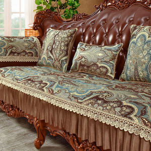 欧式沙发垫美式沙发套罩冬季高档奢华防滑布艺客厅真皮坐垫四季