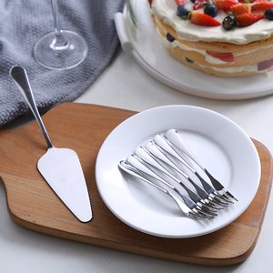 美斯 蛋糕铲带六勺/叉套装 不锈钢带齿蛋糕铲 不锈钢蛋糕叉蛋糕勺