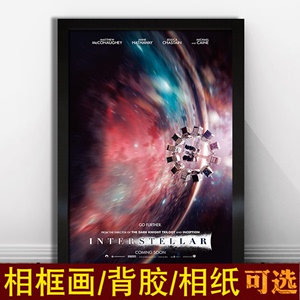 星际穿越海报诺兰科幻电影漫画装饰挂图安妮海瑟薇照片墙贴纸相框