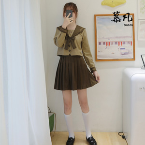 日系正统jk制服棕色奶茶二本水手服日本基础款中间服学生班服套装