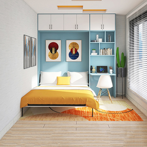 e0环保隐形床儿童房壁挂折叠墨菲床隐藏墙壁翻转床彩色多款可定制