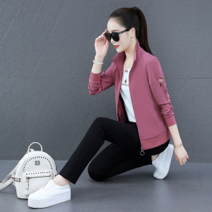 361韩版时尚休闲运动服套装女乔丹诺春秋立领宽松开衫卫衣三件套