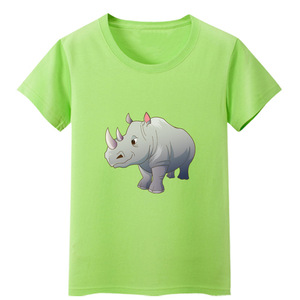 犀牛纯色短袖男女儿童装青少年上衣小孩t恤纯棉吸汗衣服卡通