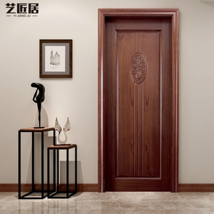 艺匠居实木烤漆门原木门新中式卧室门套装室内门定制房间门雕花门