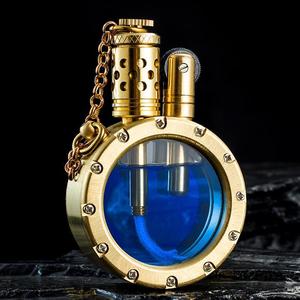 卡路透明油仓煤油打火机黄铜可视油仓复古创意个性送男友生日礼物