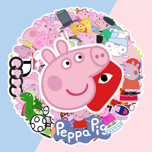 小猪佩奇贴纸卡通不干胶贴防水行李箱冰箱贴纸自行车汽车贴