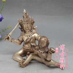 热卖白铜藏密铜像密宗明王欢喜佛铜佛像摆件供奉像古玩铜器铜雕佛