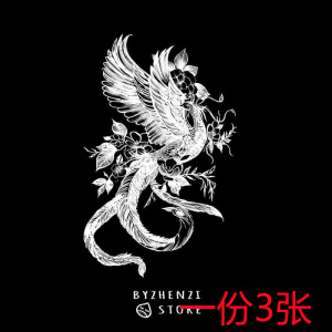 tb438541545淘宝纹身贴草本果汁性感黑白凤凰图腾脚踝防水女持久