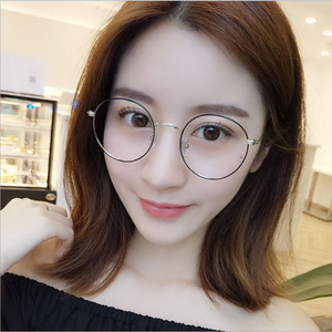 复古眼镜框女金丝文艺 韩版圆形超轻近视眼镜架女全框金属可配镜