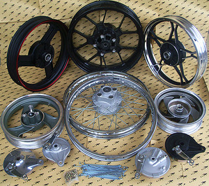 cg125/gn太子wh100t巧格摩托车前后铝轮钢圈网轮刹车鼓盖毂盖钢条