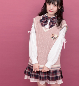 日d 少女制服学院风jk春秋冬宽松舒适粉色毛线背心马甲