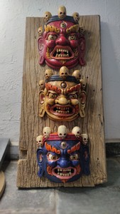 尼泊尔面具 藏族旅拍服装道具 玛哈嘎拉木雕