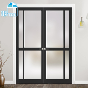 潮门圣地铝钛镁合金对开门室内门定制客厅双开门隔断开放式玻璃门