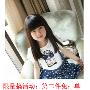 韩版假发女童宝宝齐刘海长直发儿童公主摄影拍照头饰学生发饰头套