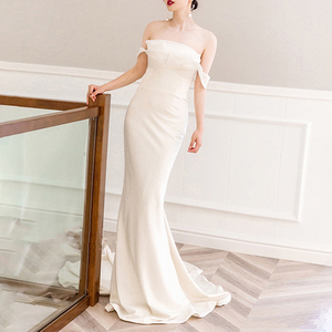 抹胸鱼尾轻婚纱性感收腰新娘迎宾出门纱气质名媛宴会主持人礼服裙