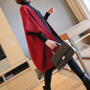 粗线披肩毛衣开衫