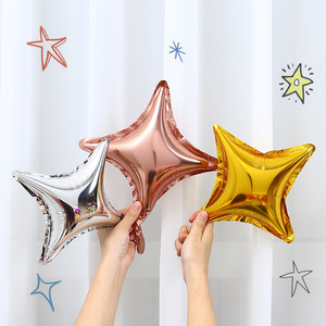10寸四角星点缀星星装饰背景气球拱门生日派对五角星心形铝膜气球