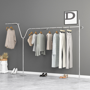 拉丝银不锈钢挂衣架上墙服装架女装金色侧挂货架壁挂式童装展示架
