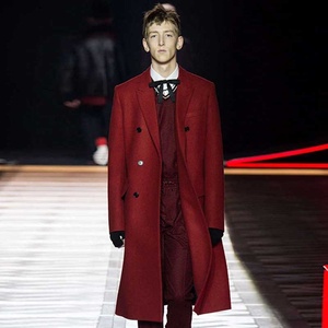 男士毛呢大衣长款冬季新品绅士红色西装领英伦风经典风衣羊绒外套