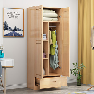 简约现代实木松木单人儿童成人衣柜宿舍家用经济小型带抽屉组合柜