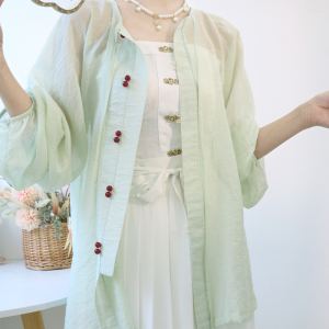 【现货】壹衫记汉服夏季圆领对襟改良弓袋袖短衫袖口松紧透气防晒