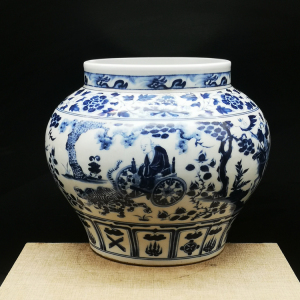 元青花鬼谷子下山图罐古玩瓷器古董老货老物件收藏品居家装饰摆件