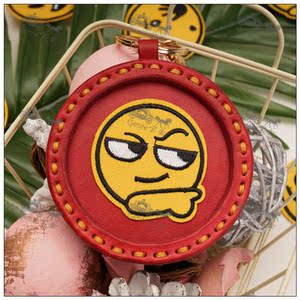 genie宝盒|原创手工【emoji马卡龙】双面真皮包挂件钥匙扣女礼物