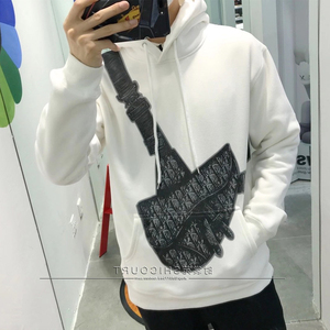 dior/迪奥 21fw斜跨马鞍包字母印花休闲长袖套头衫男连帽卫衣女