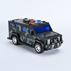 电动万向行走运钞车儿童宝宝自动投币存钱罐灯光音乐警察玩具车