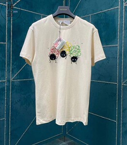 正品 loewe 罗意威22春夏新款千与千寻三个logo煤球女休闲短袖t恤