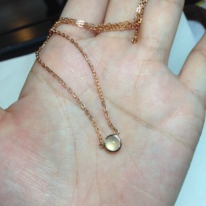 18k金镶嵌老坑玻璃种蛋面翡翠项链锁骨链★翡翠小铺 需定制