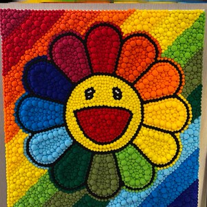 太阳花毛球画创意粘贴手工diy装饰画材料包成品情人节日礼物金属