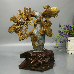 岫玉玉兰富贵摆件玉石玉兰花摆件精品清仓天然680元起包邮送底座