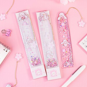 樱花兔流沙尺可爱小学生尺子网红文具儿童软尺格尺书签直尺少女心