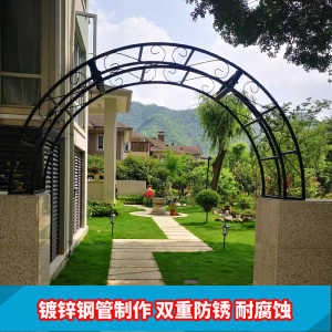 铁艺拱门垛花架顶部别墅拱门架子庭院铁艺拱形院门柱花架定做门头