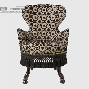 法式复古单人沙发椅客厅服装店中古风高档沙发提花刺绣老虎椅凳子