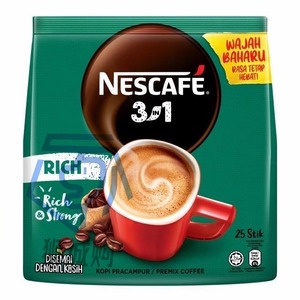 马来西亚直邮雀巢NESCAFE原装进口速溶提神特浓白咖啡粉25X18g