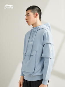 中国李宁正品巴黎时装周走秀款男女同款宽松连帽套头卫衣awdr221