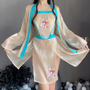 汉服写真衣服女装自拍服装网红直播睡裙刺绣肚兜开襟外袍大码女
