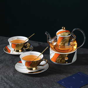 陶瓷欧式花茶壶套装轻奢蜡烛加热水果茶精致英式下午茶茶具咖啡杯